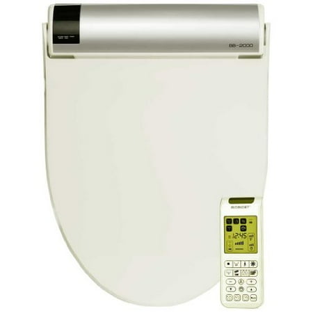 Sedona Beige Elongated Toilet Seat - BioBidet Bliss BB2000 Elongated Beige Bidet Smart Toilet Seat, Premier Class, Unlimited Warm Water, Self Cleaning Hydroflush, Hybrid Heating, Wireless Remote Control, Inviting Nightlight, Vortex Wash