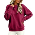 thumbnail image 4 of Womens Pullover Sweaters with Pocekt Long Sleeve Casual Loose Fit Warm Lightweight Fall Winter Tops Hot Pink XL, 4 of 6