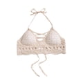thumbnail image 1 of Sujetador de crochet para playa, ropa de playa de moda para mujer, ideal para vacaciones, actividades acuáticas y fiestas. Beige, 1 of 8