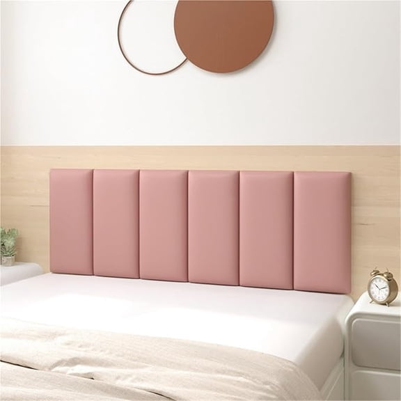 Zhuge 59*19.7in Wall-Mounted Upholstered Headboard Panels, Anti-Collision Shock-Absorbent Wall Padding for Playroom, Bedroom & Nursery Modern Accent Wall Decor, Pink A