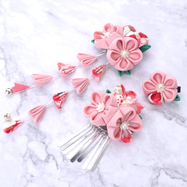 Miangastore 3pcs Kimono Hair Accessories Japanese Kimono Flower