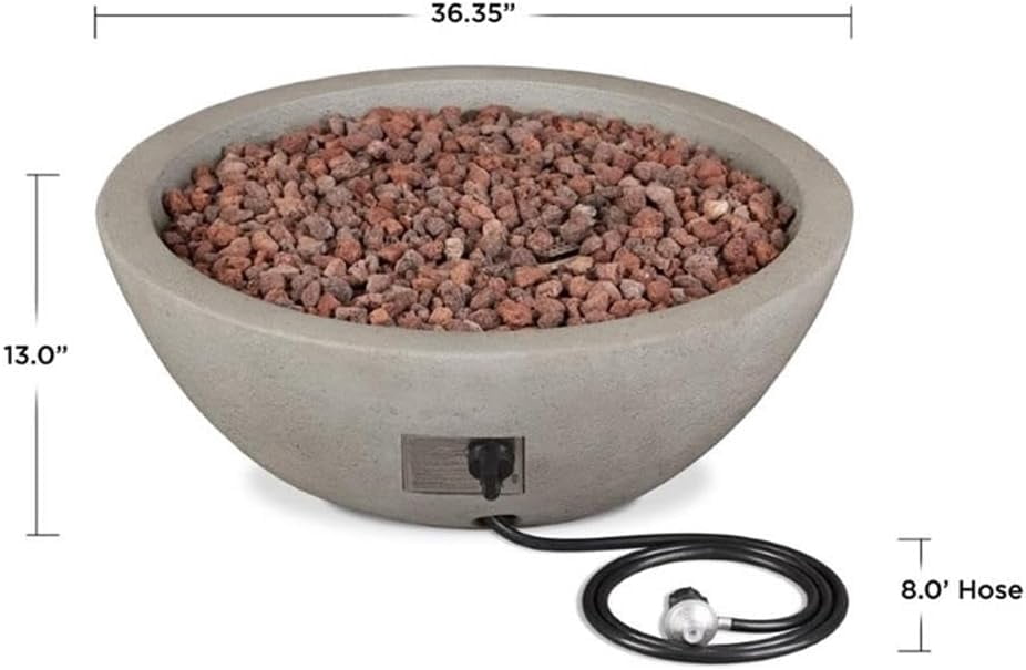Real Flame Riverside 36" Round Concrete Propane or Natural Gas Fire Pit in Glacier Gray