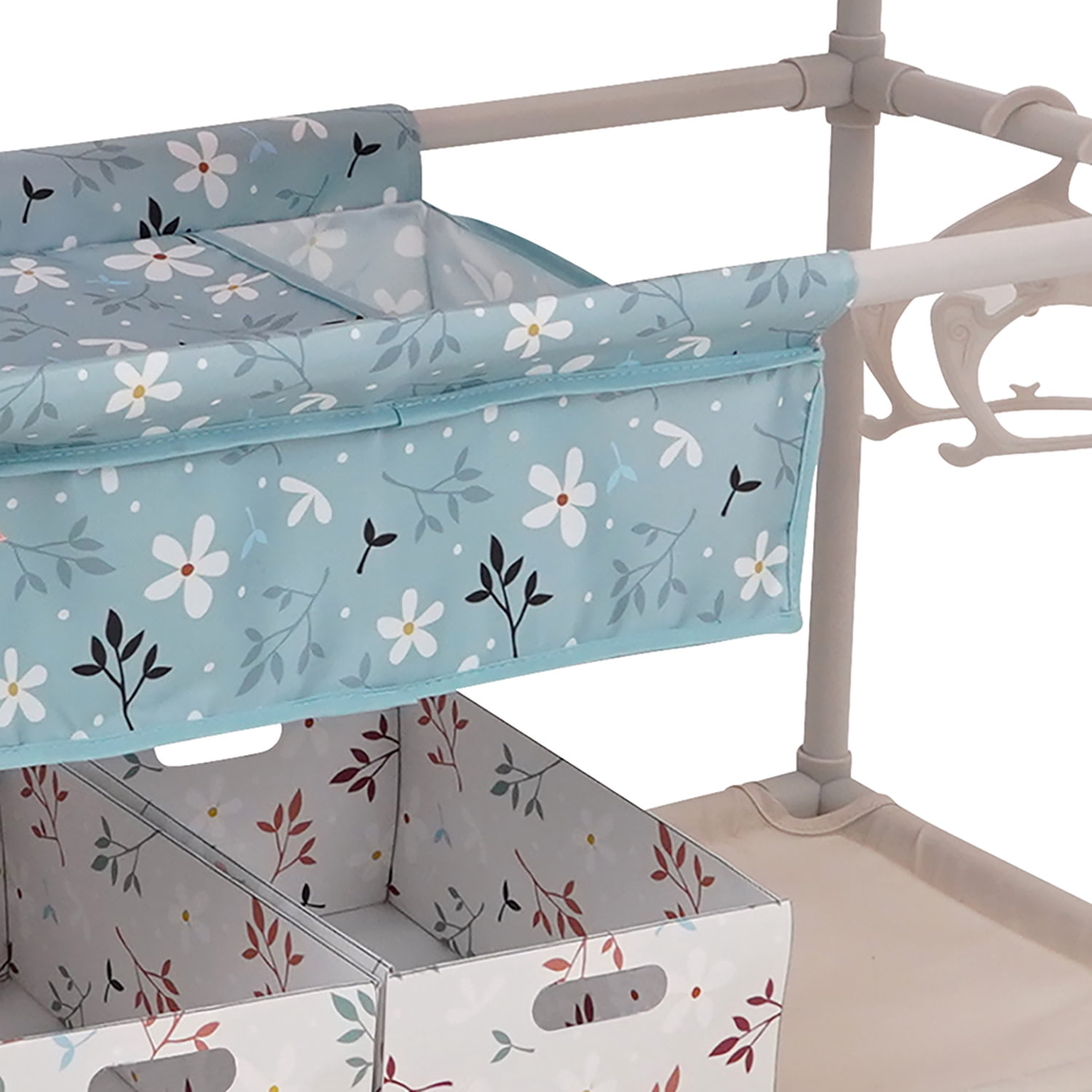 509 Crew: Springtime - Twin Center & Accessories Set - Pink-Blue-Flowers, Bunk Bed Highchair Station, 15 Feeding-Grooming Accessory Toys, Kids 3+