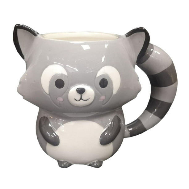 Taza de café de cerámica, adorable taza de té, taza de leche y jugo, taza de porcelana novedosa con diseño de animal Mapache