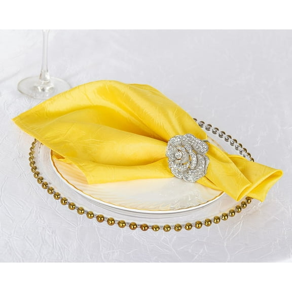 Wedding Linens Inc. (10pcs) 20"x 20" Crushed Crinkle Taffeta Napkins - Canary Yellow
