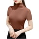 thumbnail image 2 of Tejiojio Women's Sheer Mesh Top Solid Mock Neck Short Sleeve Fitted Elegant Casual Blouse, 2 of 5