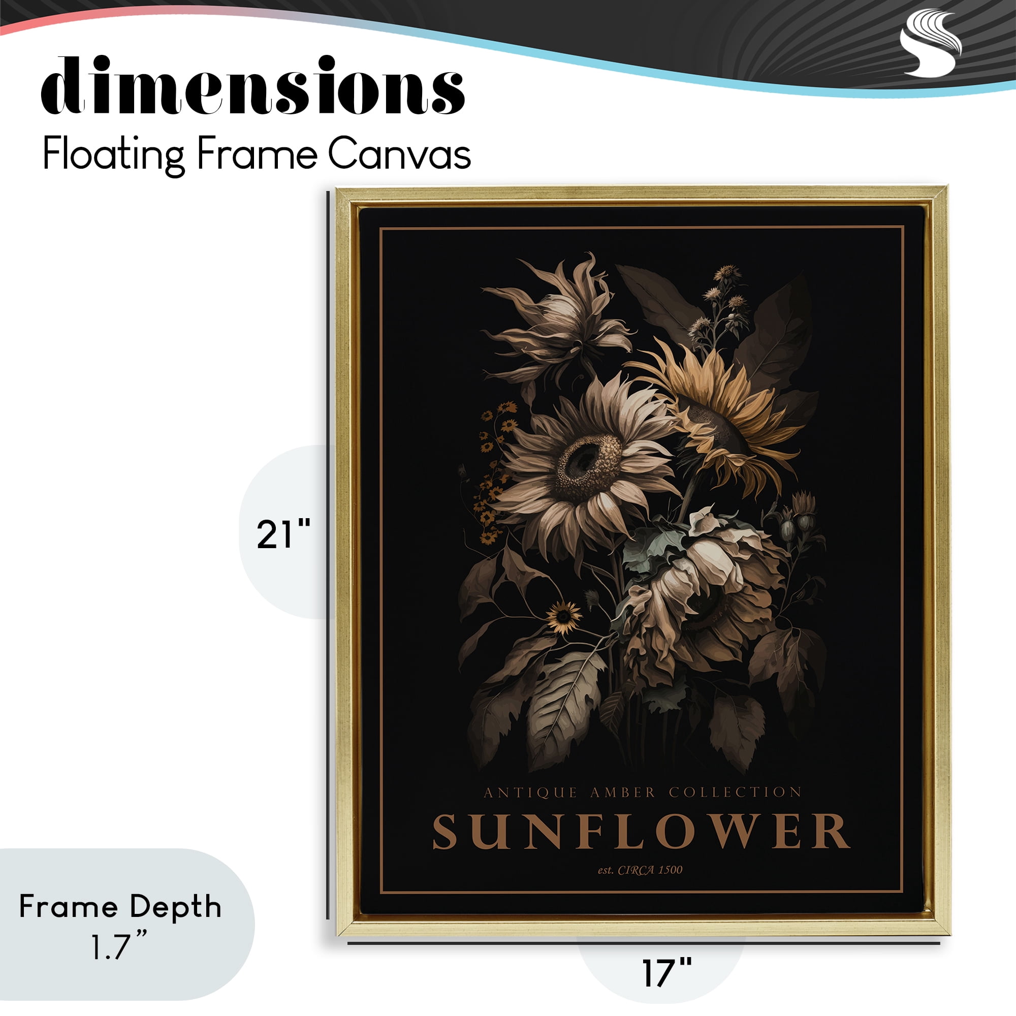 Stupell Industries Antique Sunflower Bushel Gold Framed Floater Canvas Wall Art, design by Christopher Giampietro