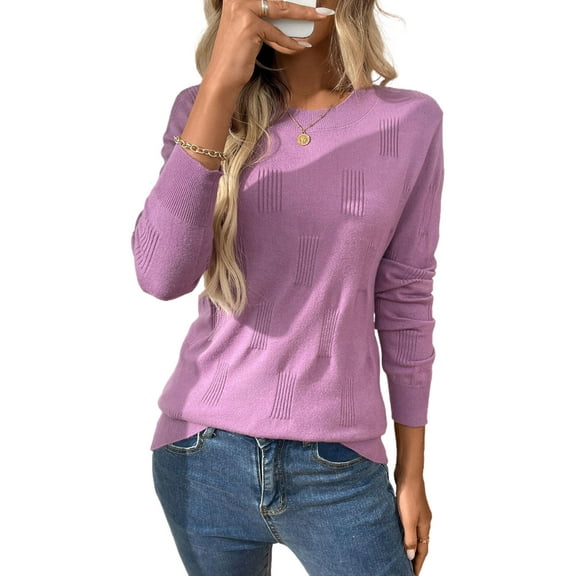 Cogild Women's Casual Knitted Sweaters for Womens with Long Sleeves Textured Design Lightweight Pullover Fall Winter Layering Tops Shirts for Womens