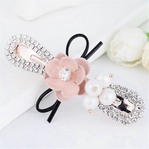 Lady Beautiful Hair Accessories Rhinestone Flower Pattern Hairpin Jewelry (Light Pink)