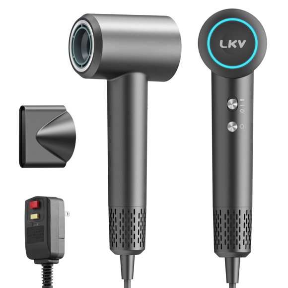 LKV Hair Dryer,Professional Ionic Hair Dryer with 200 Million Negative Ions,1500W High-Speed Ionic Blow Dryer for Fast-Drying, Low Noise with Nozzle, Lightweight for Home Salon and Tr