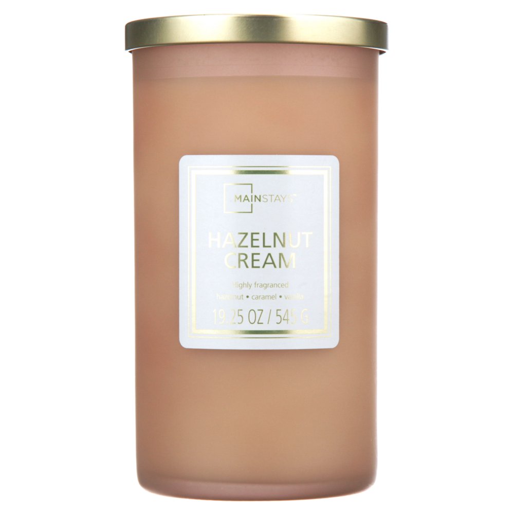 Mainstays Hazelnut Cream Frosted Glass SingleWick Candle, 19 oz