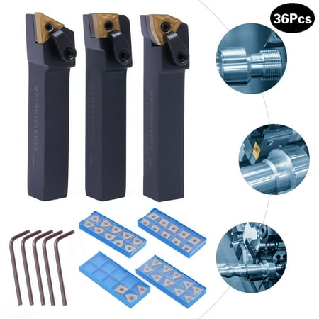 

36x Indexable Carbide Lathe Turning Tool Kit Insert Holder Carbide Turning Inser