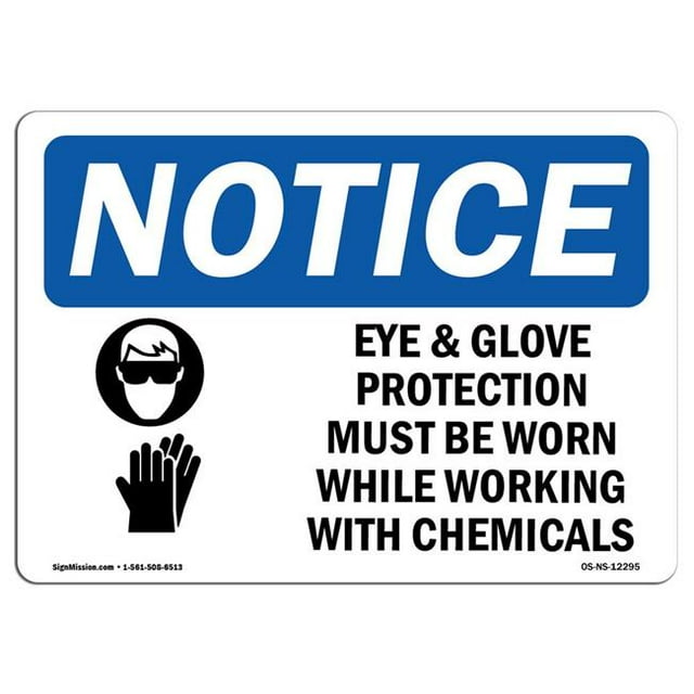 SignMission OS-NS-A-1218-L-12295 12 x 18 Po Panneau de Signalisation OSHA - Protection des Yeux et des Gants Doit
