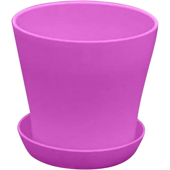 FYBTO 2 Pcs Plastic Planters Indoor Flower Plant Pots,Flower Seedlings Nursery Pot/Flower Pot with Pallet,Modern Decorative Gardening Plant Containers,Nordic Thickened Large Flower Pot(purple)-0628