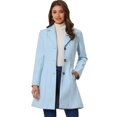 thumbnail image 2 of Abrigos largos de invierno con solapa con muesca y un solo pecho para mujer Azul Claro XL, 2 of 2