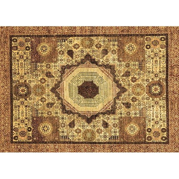Ahgly Company Indoor Rectangle Abstract Brown Modern Area Rugs, 2' x 5'