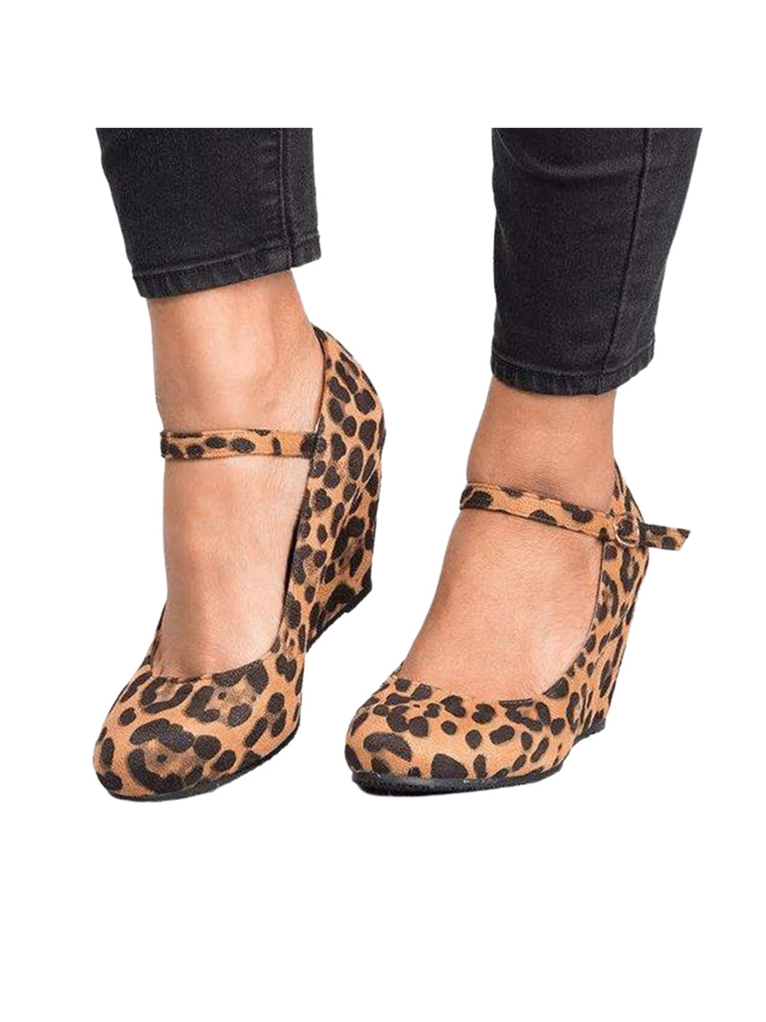 leopard ballet flats with ankle strap
