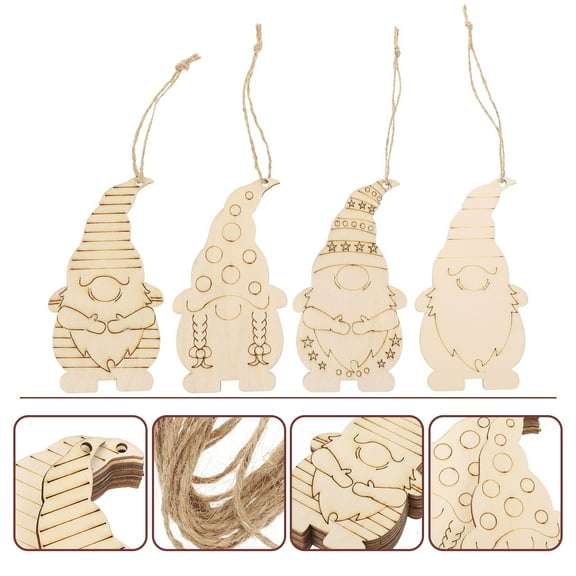 Uonlytech Gnomes 40Pcs Unfinished Wooden Ornaments for Diy Painting and Decoration