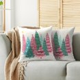 thumbnail image 2 of Winter Christmas Pillow Covers 18x18 Inch Set of 2 Brown Blue Xmas Tree Decorative Throw Pillowcases Outdoor Holiday Seasonal Farmhouse Cushion Cases Decor for Sofa Couch Bed, 2 of 6