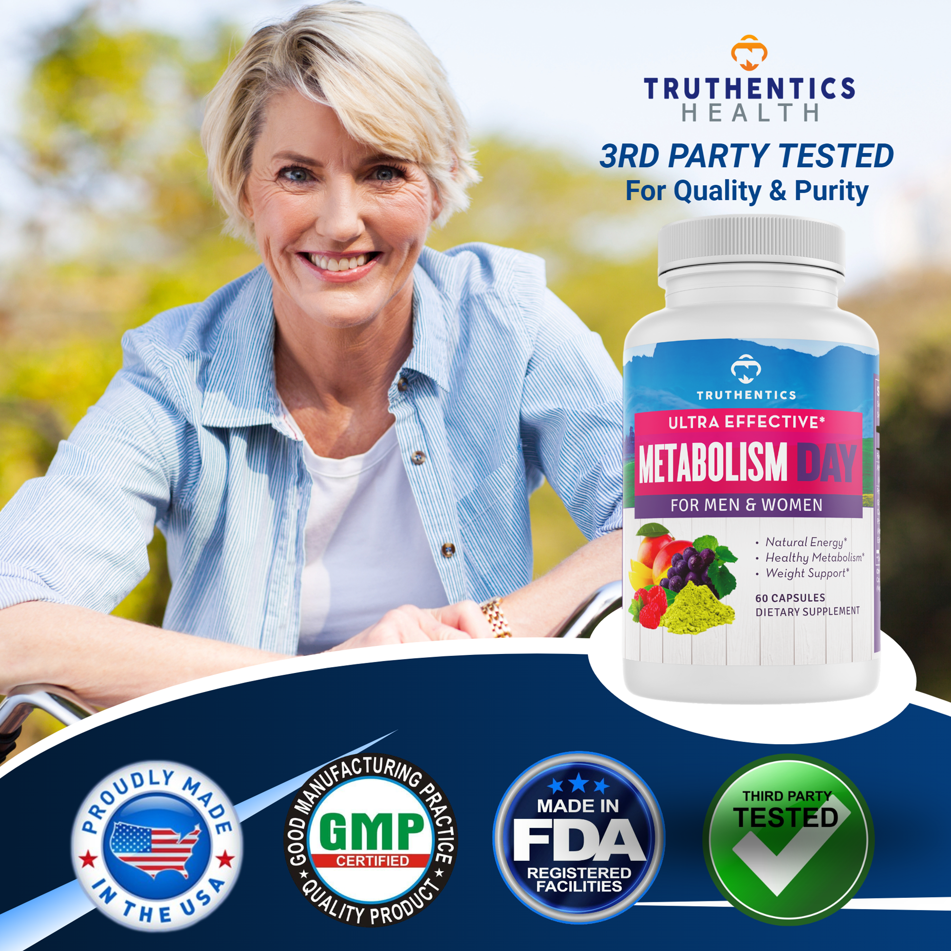 Truthentics Metabolism Booster Supplement for Women & Men, Promotes Energy & Weight Management, 60 Capsules