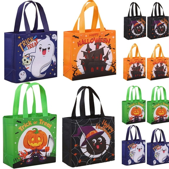 Halloween Treat Bags Reusable with Handles for Kids 8 Pack