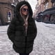 thumbnail image 1 of Abrigo y chaquetas de piel sintética con capucha y manga larga para mujer, de retazos de imitación, de longitud media, con capucha, para mujer, 1 of 5