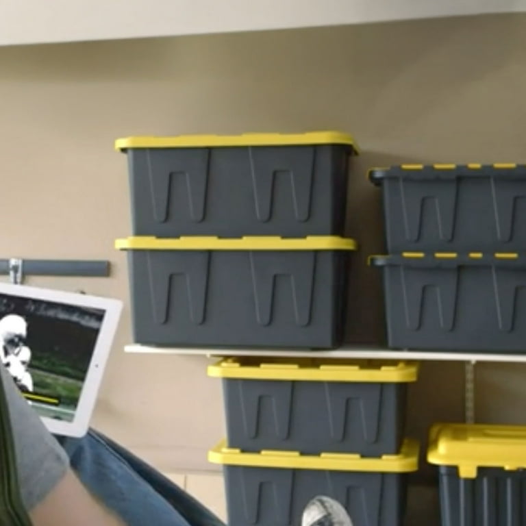 Homz 15 Gallon Durabilt Home Storage Container w/Lid, Black/Yellow