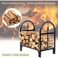 thumbnail image 2 of Support de Bois pour Foyer de 24 Pouces, Support de Rangement en Bois pour Foyer Intérieur Extérieur, Empileur de Bûches en Acier Robuste pour Poêle Foyer Foyer (Tête Simple, 2 Pi), Noir (HY-GT3190), 2 of 8