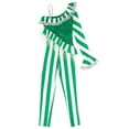 thumbnail image 4 of DPOIS Girls Kids Xmas Candy Cane Striped Unitard Sequins Ruffle Jumpsuit Green 14, 4 of 5