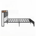thumbnail image 4 of Full Size Metal Platform Bed Frame with Charging Station, Grey, for Bedroom, 4 of 5