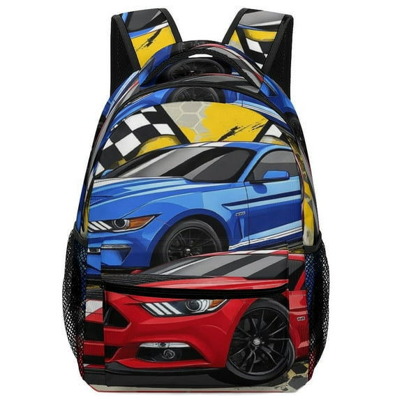 3D Cartoon Race Sports Car Backpack Durable Laptop Canvas BagsBusiness Daypack for Men Women