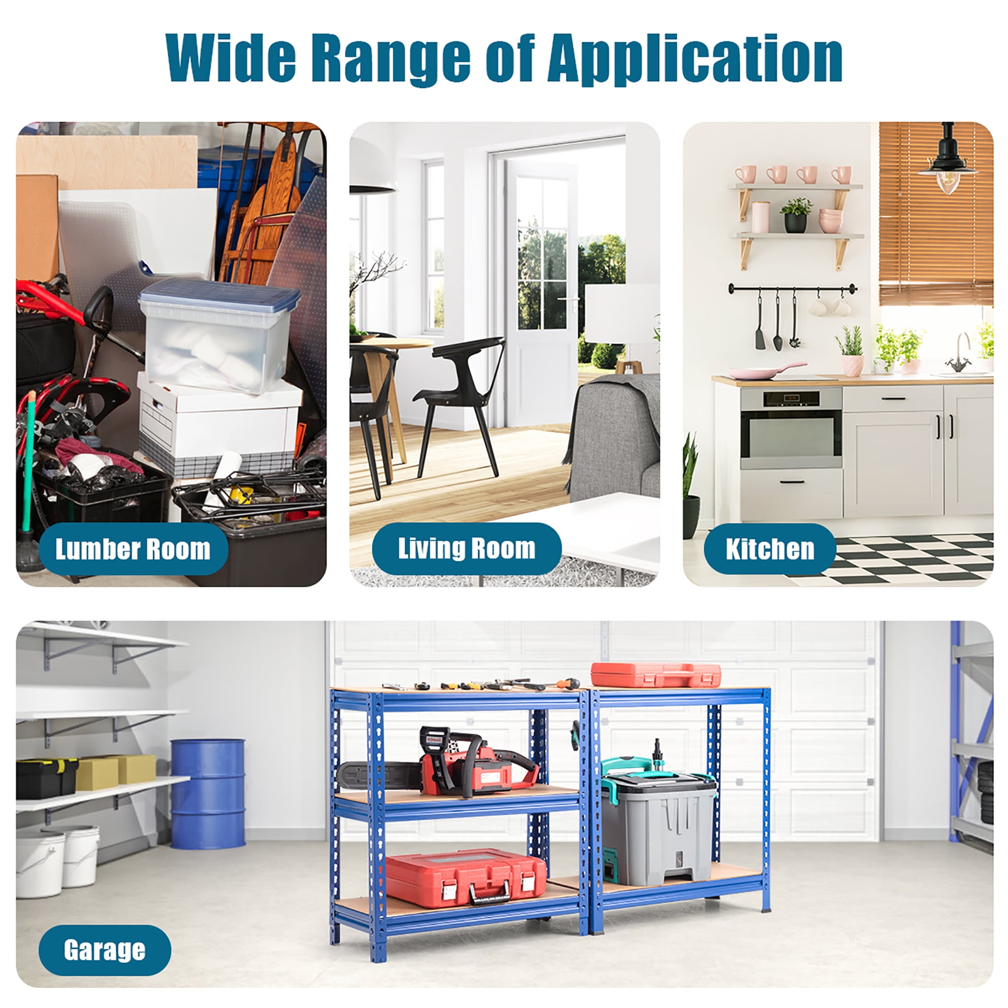 Costway 5-Tier Metal Storage Shelves 60'' Garage Rack W/Adjustable Shelves Blue