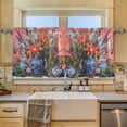 thumbnail image 2 of Yayeee Kitchen Curtains Tier Set of 2 Light Filtering 57"x24" Over Sink Window Panels, Orange Vibrant Flowers, 2 of 7