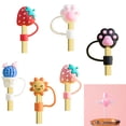 thumbnail image 2 of Set of 6 Silicone Drink Caps Dustproof Cartoon Straw Cover Straw Plug Simple Silicone Straw Tip Cover for Straw Use, 2 of 9