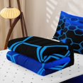 thumbnail image 5 of Erosebridal Modern Honeycomb Zipper Queen Comforter Set with Fitted Sheet and 2 Pillowcases for Boys Men, Gradient Backdrop Print Zipper Bedding Set, Blue Black, Reversible, 4pcs, 5 of 7