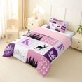 thumbnail image 2 of Castle Fairy Deer Hunting Initial K Twin Comforter Sets 2pcs,Vintage Stripes Camo Animal Bedding Set,Pink Purple White,Pink Reversible,1 Comforter and 1 Pillowcase, 2 of 6
