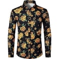thumbnail image 5 of Camisas de hombre 2024 de manga larga con estampado de flores en 3D y botones de solapa, ropa de verano para hombre, camisetas de moda para novios, fiestas de graduación y cumpleaños, 5 of 5
