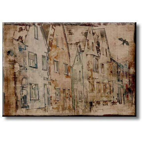 Vintage Neighborhood Art Picture on Stretched Canvas, Wall Art D?cor, Ready to Hang