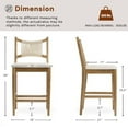 thumbnail image 2 of Dayalane Farmhouse Bar Stools Set of 2, 25.5" Counter Height Bar Stools with Paper Cord Woven Back and Solid Wood Frame, Chenille Upholstered Kitchen Island Chairs for Bar Restaurant Kitchen, Beige, 2 of 10