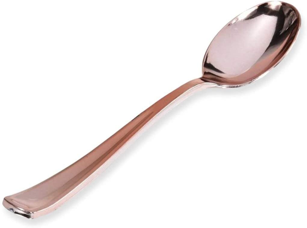 Stock Your Home 125 Disposable Rose Gold Plastic Spoons