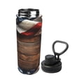 thumbnail image 2 of Uemuo Rustic American Flag Wood 18OZ Insulated Kettle, Sports Water Bottle, Stainless Steel Kettle, Vacuum Insulated Flask, Flip Lid Travel Mug, 2 of 7