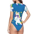 thumbnail image 4 of The Xecao Cool Unicorn Star Golden Women's Crew Neck Body Suit, a short-sleeved bodysuit and basic swimsuit, both comfort and style for dating and daily life, 4 of 9