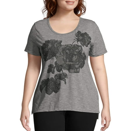 Butterfly And Lace Shirt - Women's Plus Size Active Graphic Tunic