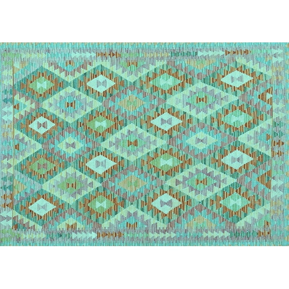 Ahgly Company Indoor Rectangle Southwestern Light Blue Country Area Rugs, 7' x 10'