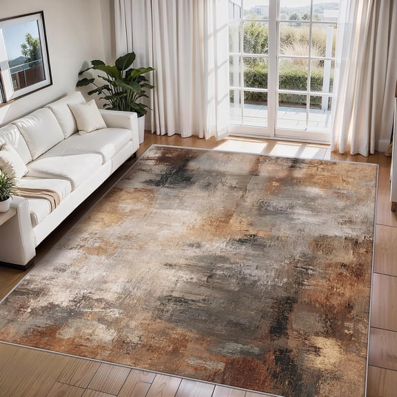 Abstract Vintage Modern Area Rugs, Distressed Carpet, Washable Non Slip Low Pile Soft Rug for Bedroom Living Room Decor Mat 2ftx3ft
