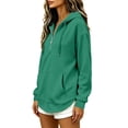 thumbnail image 5 of Women Waffle Knit Quarter Zip Hoodie Sevevn Drawstring Kangaroo Pocket Long Sleeve Loose Fit Casual Oversized Pullover Sweatshirt, 5 of 6