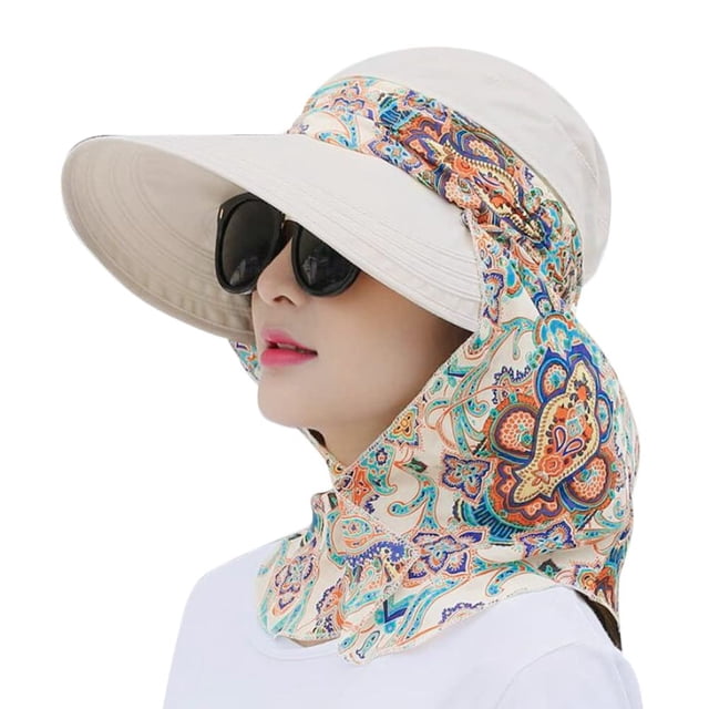 Visera de ala ancha UPF 50+ Protección UV Sombrero para el sol con protector de cuello: permite todas las actividades al aire libre