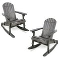 thumbnail image 2 of Glavbiku Outdoor Acacia Wood Rocking Adirondack Chair Set of 2 for Patio Furniture Seating,Dark Gray, 2 of 13