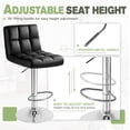 thumbnail image 5 of Wubio Bar Stools Modern Pu Leather Swivel Adjustable Hydraulic Bar Stool Square Counter Height Stool Set of 2 (Black), 5 of 16