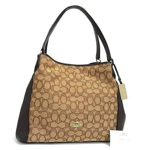 Pre-Owned COACH Signature Edie Tote Bag, 36466, Brown Canvas and Leather, Women's